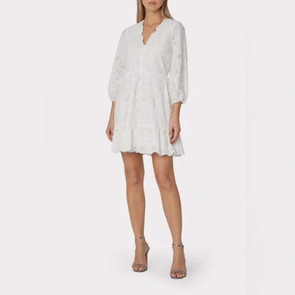 NWT : Milly :  Brielle Eyelet Dress :  Ecru : Size 6